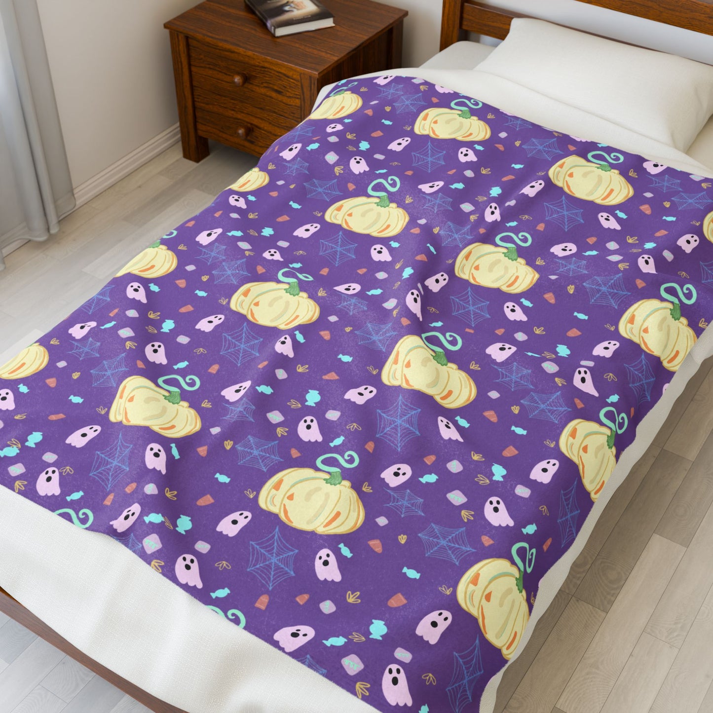 Copy of Velveteen Plush Blanket - Spooky Season Home Decor, Halloween Throw, Cozy Autumn Blanket, Halloween Gift, Fall Couch Throw
