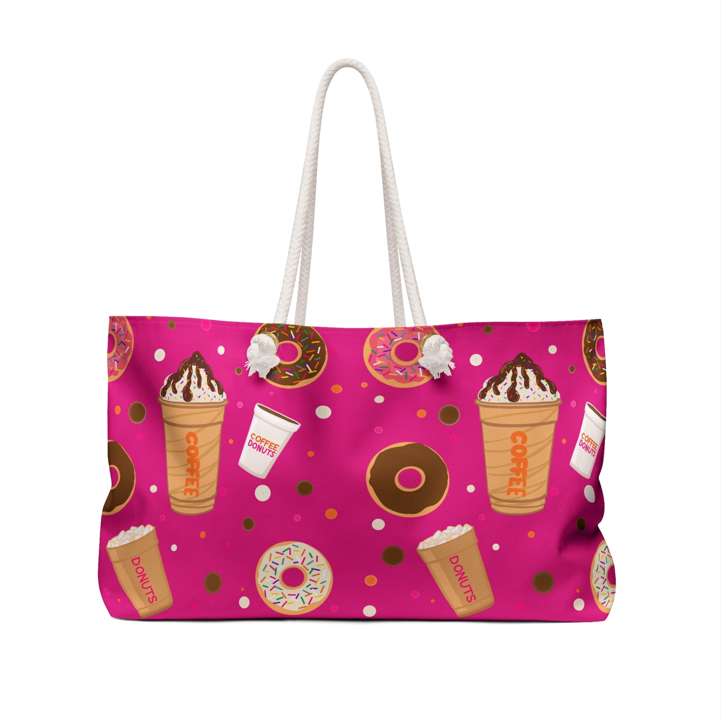 Dunkin Lovers Weekender Bag, Travel Tote, Overnight Bag, Carry On Duffle, Coffee Themed Purse, Gift for Coffee Enthusiasts