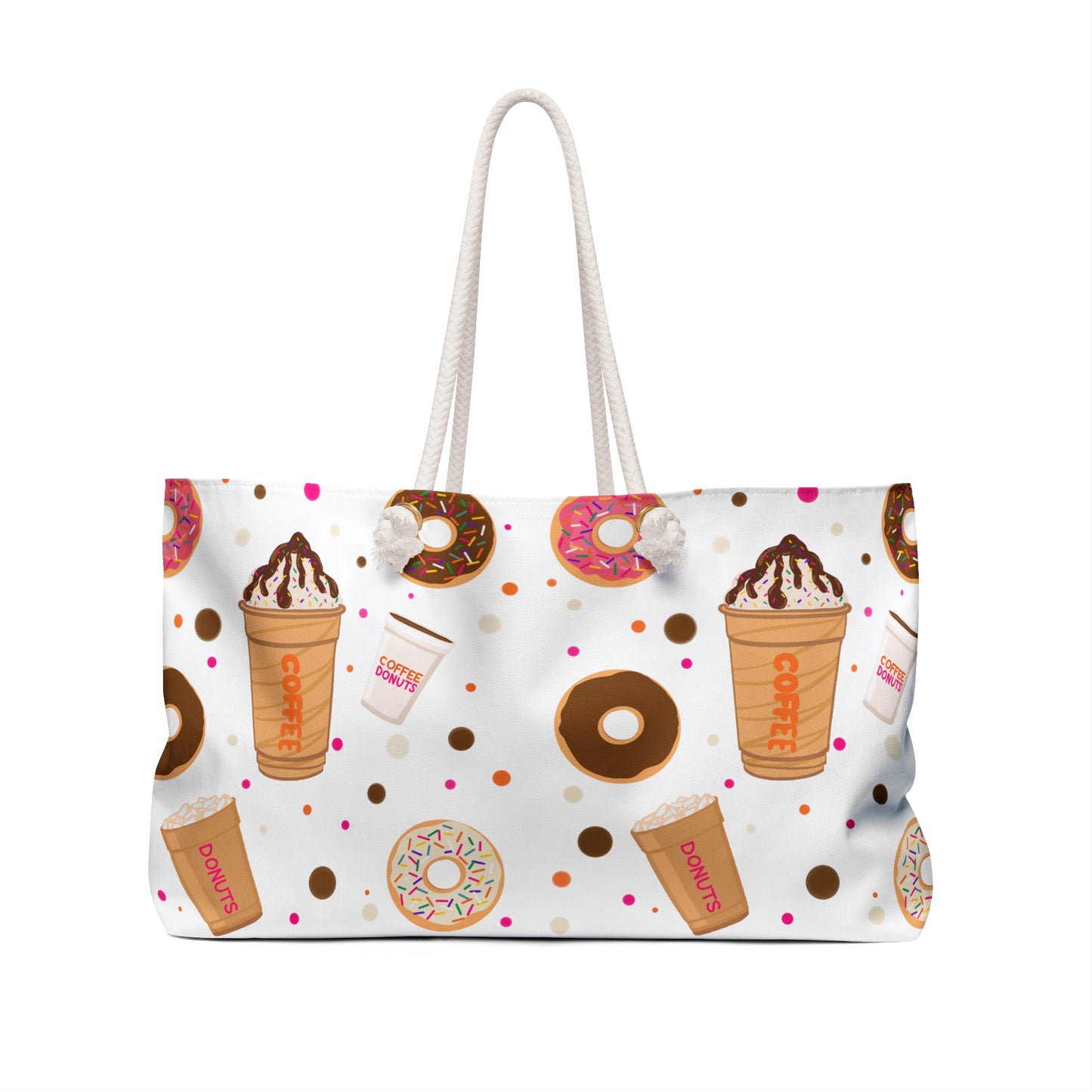 Dunkin Lovers Weekender Bag, Travel Tote, Overnight Bag, Carry On Duffle, Coffee Themed Purse, Gift for Coffee Enthusiasts