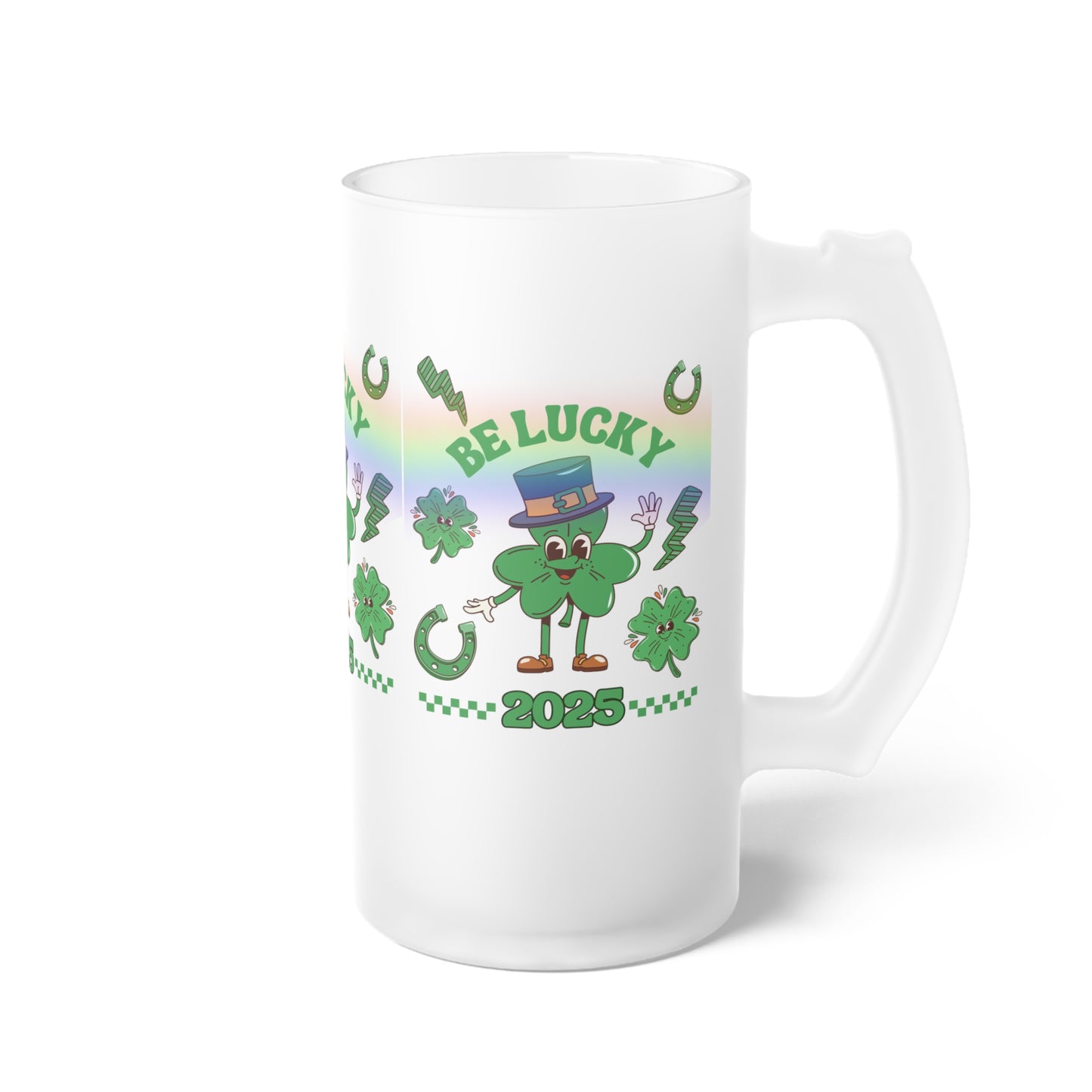 Beer Mug, St Patrick's Day 2025 Lucky Charms, Irish Pub Gift, Lucky Clover Mug, St Paddy's Day Glass, Green Beer Stein