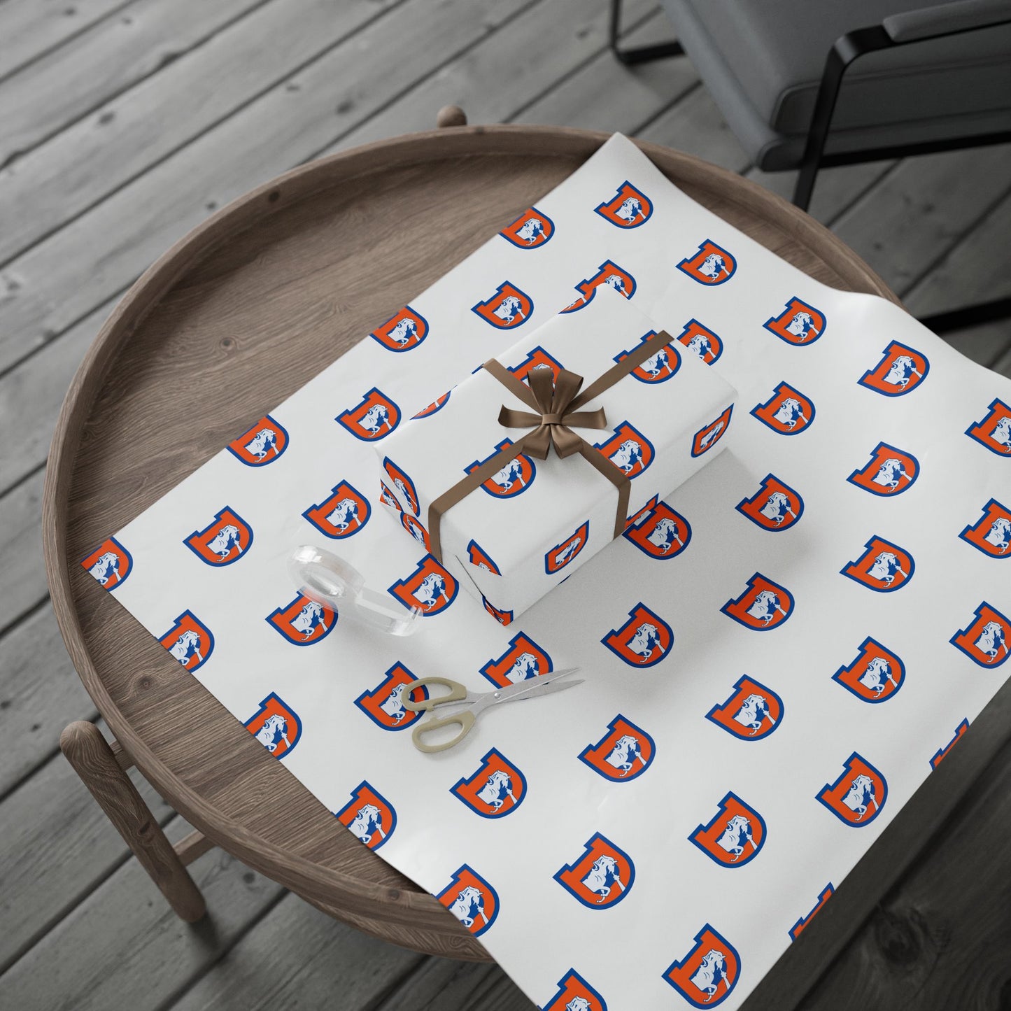 Denver Broncos White logo wrapping paper
