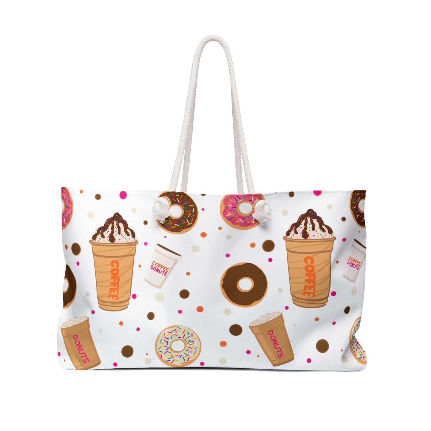 Dunkin Lovers Weekender Bag, Travel Tote, Overnight Bag, Carry On Duffle, Coffee Themed Purse, Gift for Coffee Enthusiasts