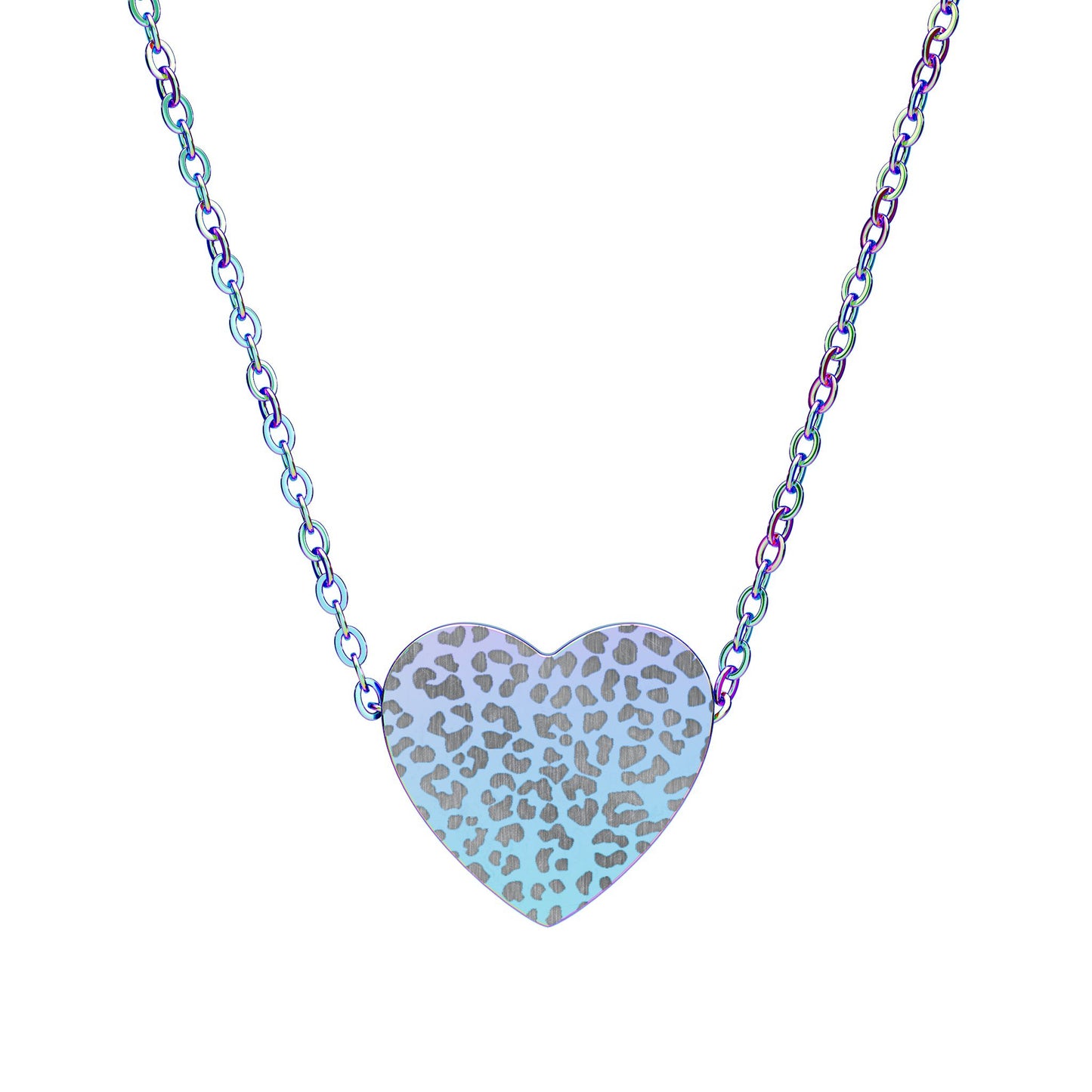 Cheetah Print Heart Necklace engraving | Personalized Heart Necklace