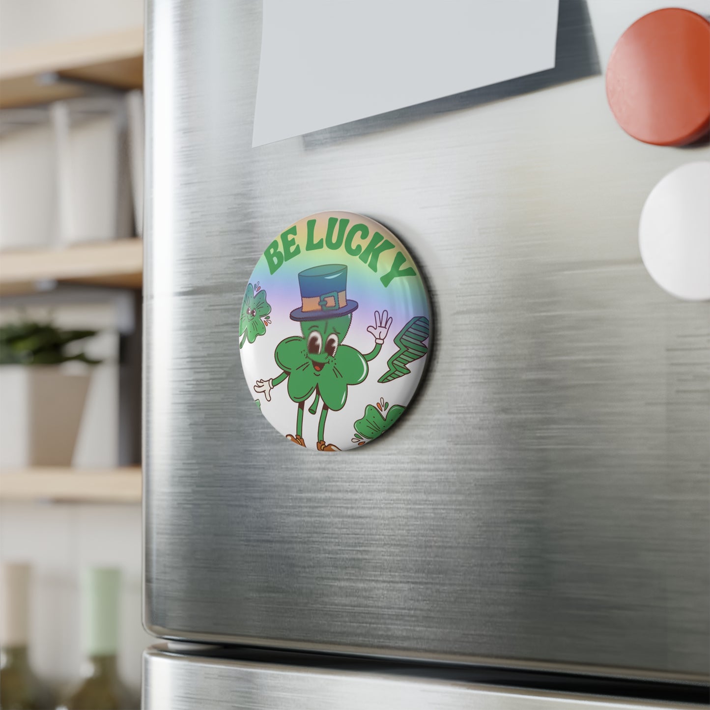 Button Magnet, St Patrick's Day Lucky Charms, Shamrock Fridge Magnet, Holiday Decor, Irish Kitchen Accessories, Good Luck Charm Gift
