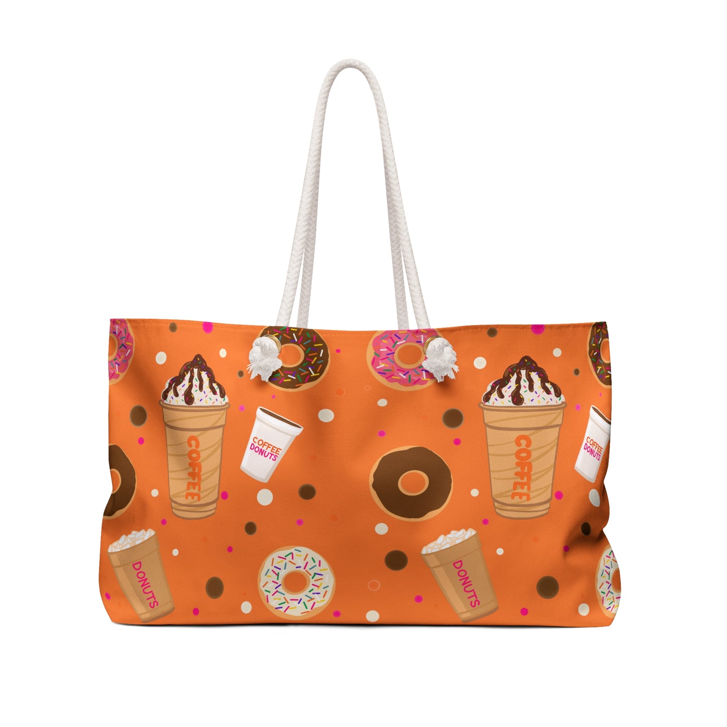 Dunkin Lovers Weekender Bag, Travel Tote, Overnight Bag, Carry On Duffle, Coffee Themed Purse, Gift for Coffee Enthusiasts
