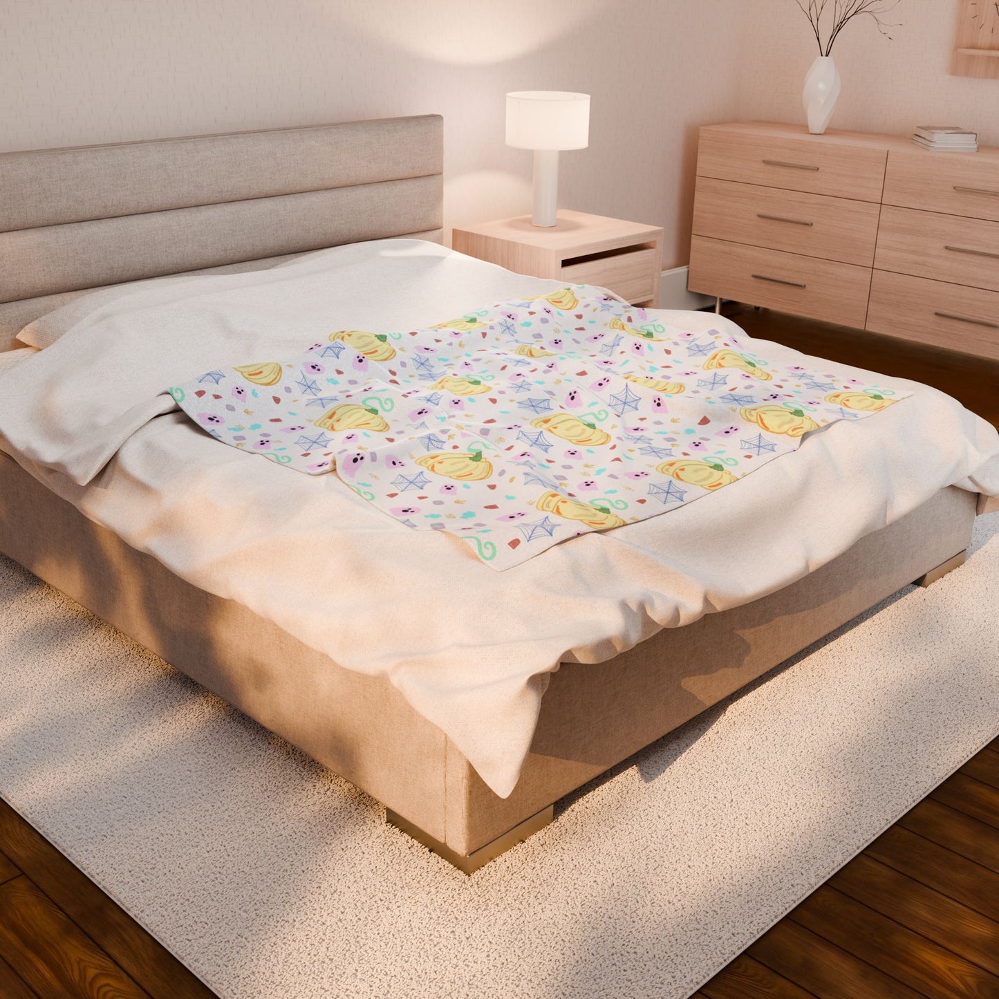 Velveteen Plush Blanket - Spooky Season Home Decor, Halloween Throw, Cozy Autumn Blanket, Halloween Gift, Fall Couch Throw