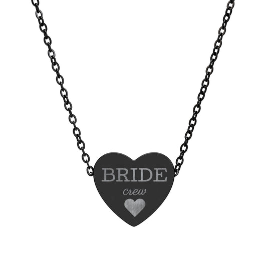 Bride Crew Heart Necklace, Engraved