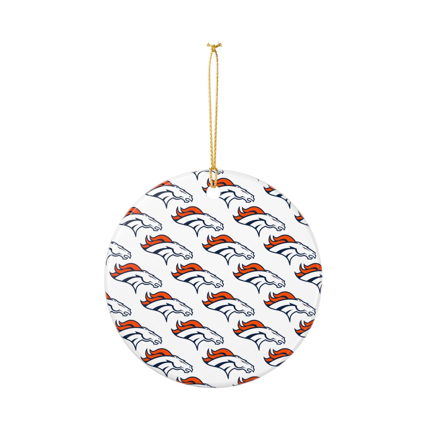 Ceramic Ornaments, Current Denver Broncos design, Holiday Christmas Decor, Oval Baubles, Football Fans Gift, Sports Team Souvenir, Double