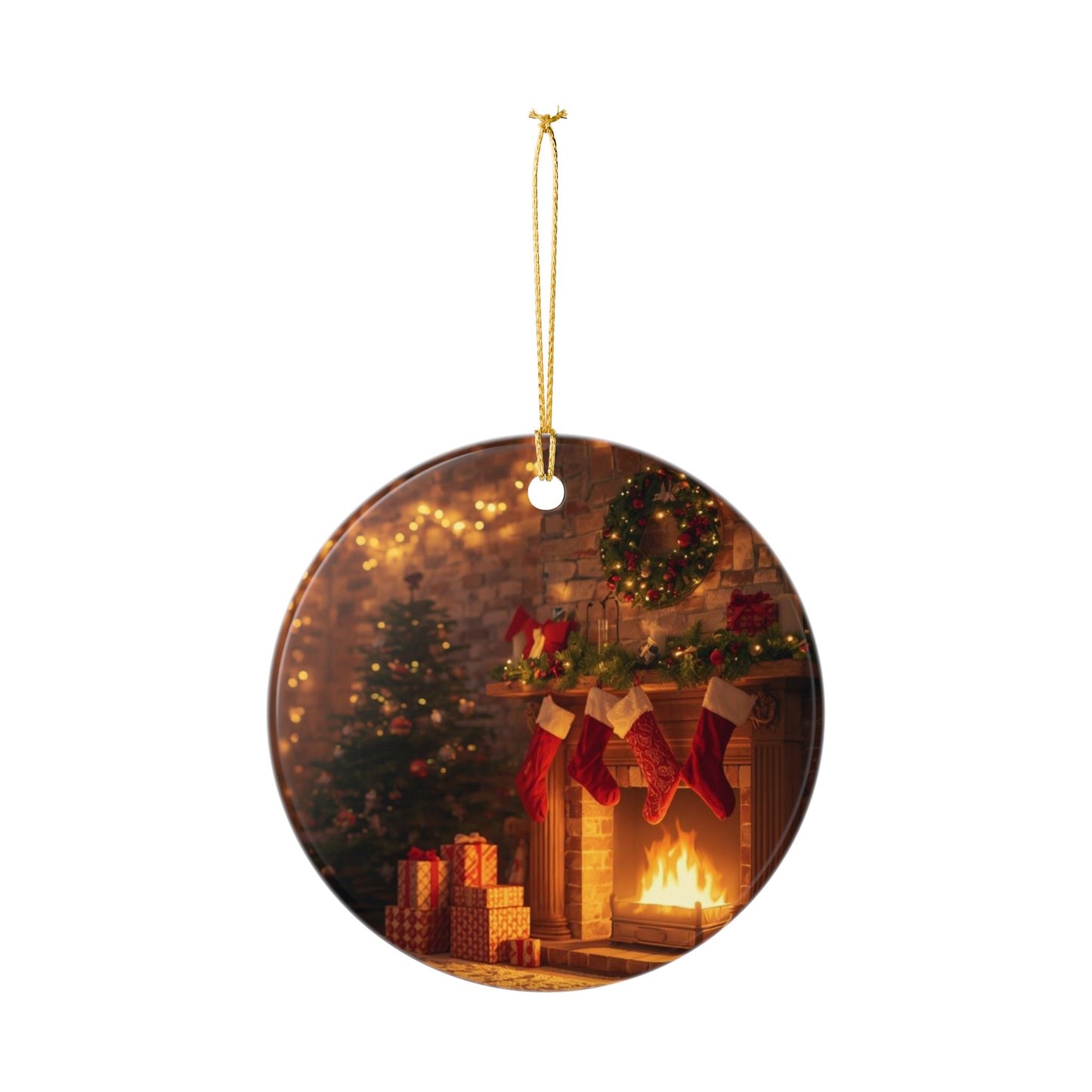 Personalized Ceramic Ornaments, Christmas Tree Decoration, Custom Holiday Gift, Double Sided Print, Xmas Bauble, Hanging Keepsake