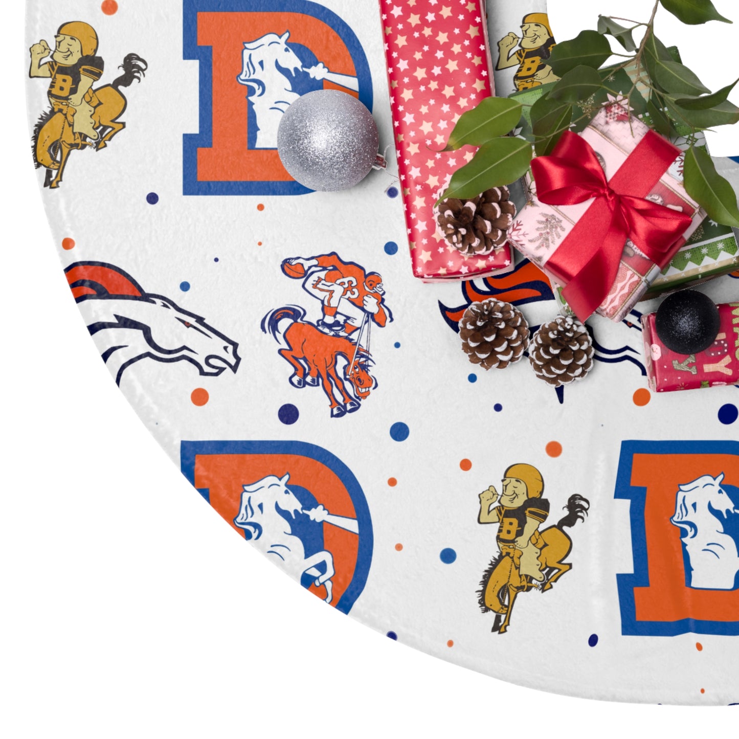 Denver Broncos Logos Over Time Christmas Tree Skirt