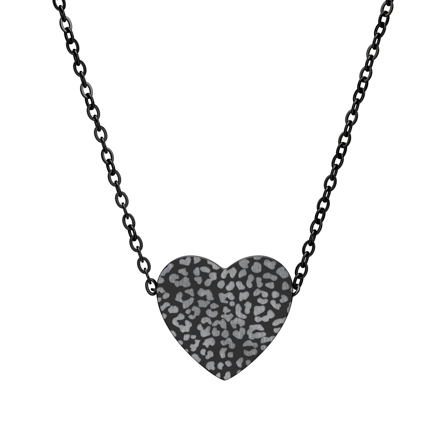 Cheetah Print Heart Necklace engraving | Personalized Heart Necklace