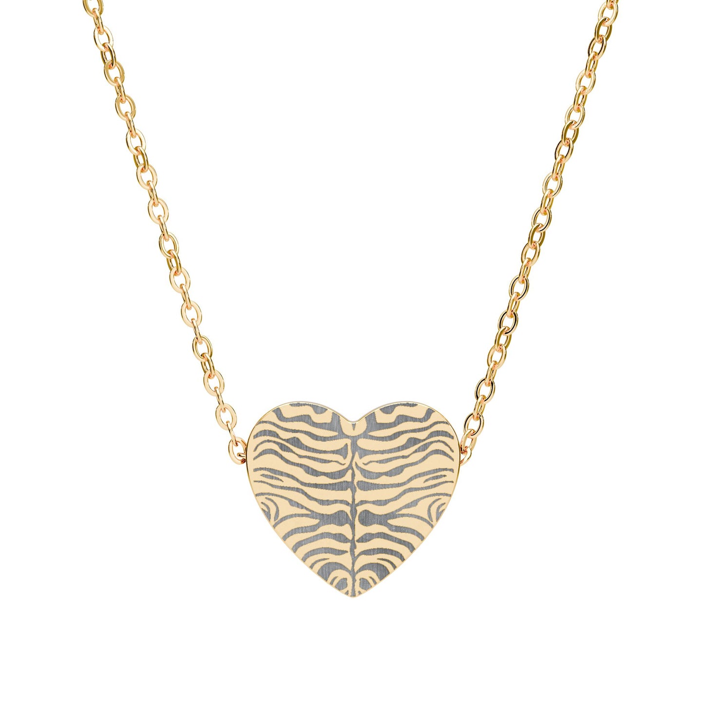 Zebra Print Heart Necklace Engraving | Heart Necklace