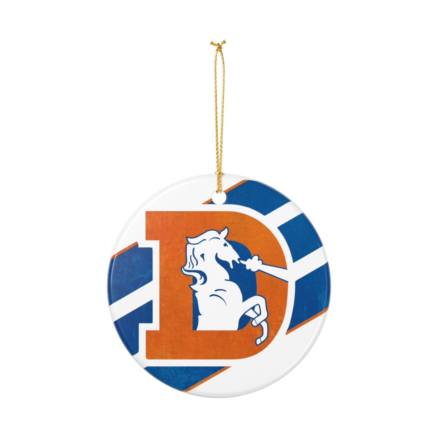 Ceramic Ornaments, retro denver broncos design, Holiday Christmas Decor, Oval Baubles, Football Fans Gift, Sports Team Souvenir, Double