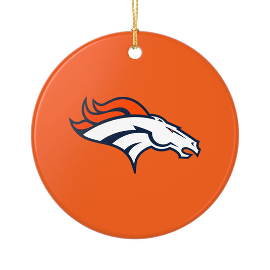 Ceramic Ornaments, Denver Broncos design, Holiday Christmas Decor, Oval Baubles, Football Fans Gift, Sports Team Souvenir, Double