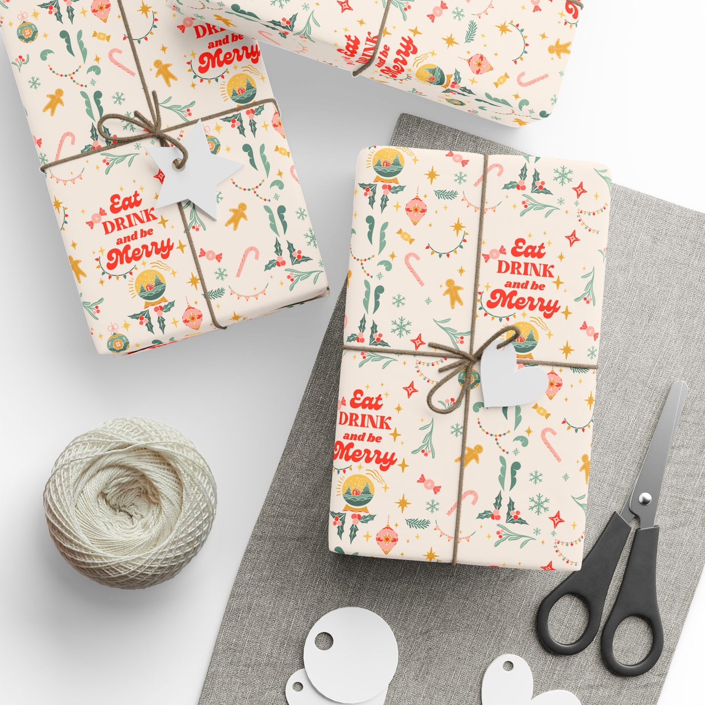 Eat Drink and Be Merry Wrapping Papers | Holiday Christmas Wrapping Paper