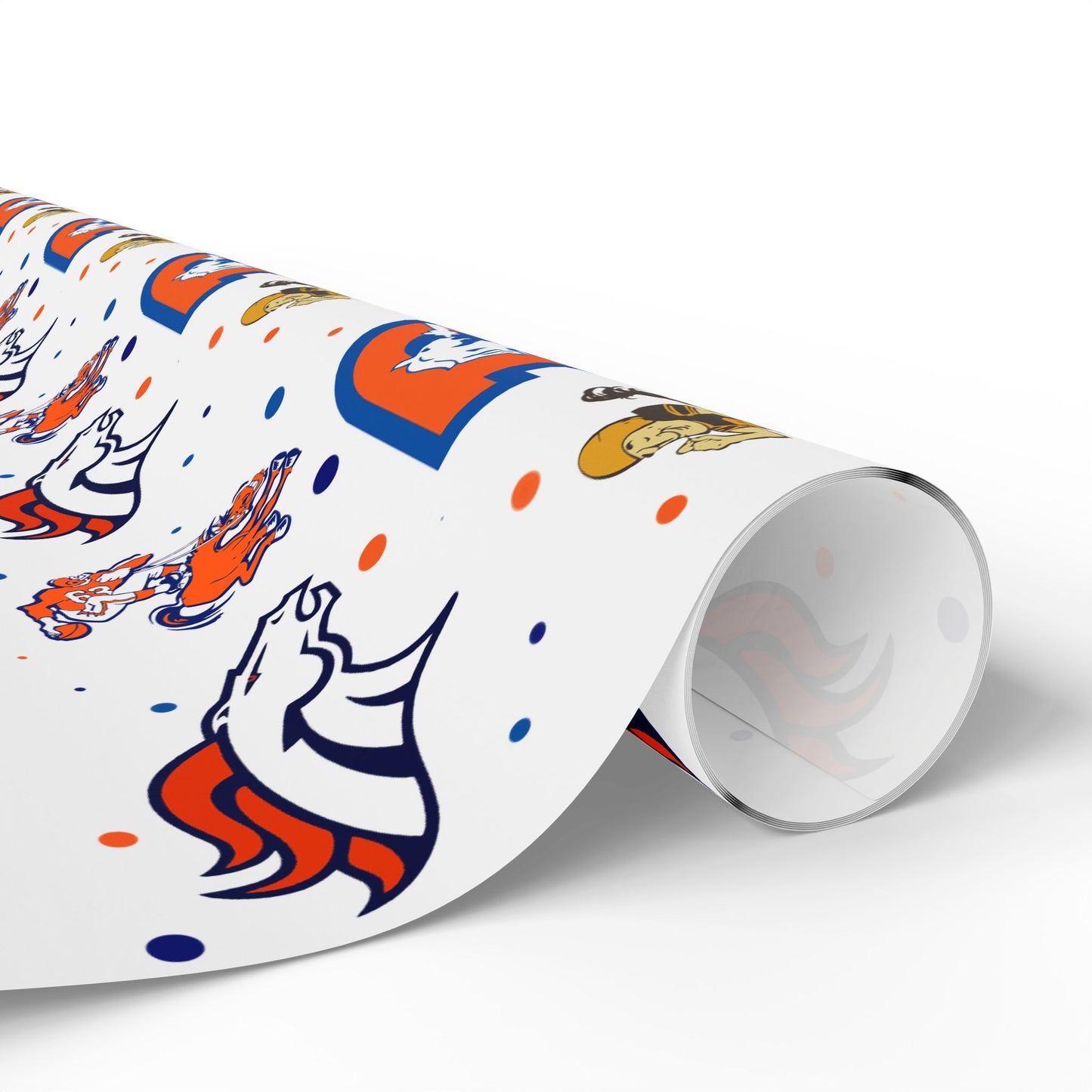 Denver Broncos logo evolution wrapping paper