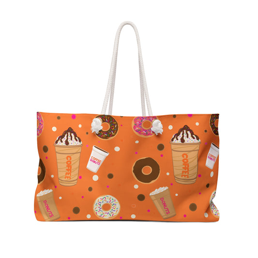 Dunkin Lovers Weekender Bag, Travel Tote, Overnight Bag, Carry On Duffle, Coffee Themed Purse, Gift for Coffee Enthusiasts