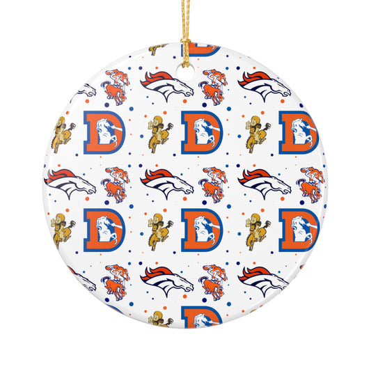 Ceramic Ornaments, Denver Broncos logos design, Holiday Christmas Decor, Oval Baubles, Football Fans Gift, Sports Team Souvenir, Double