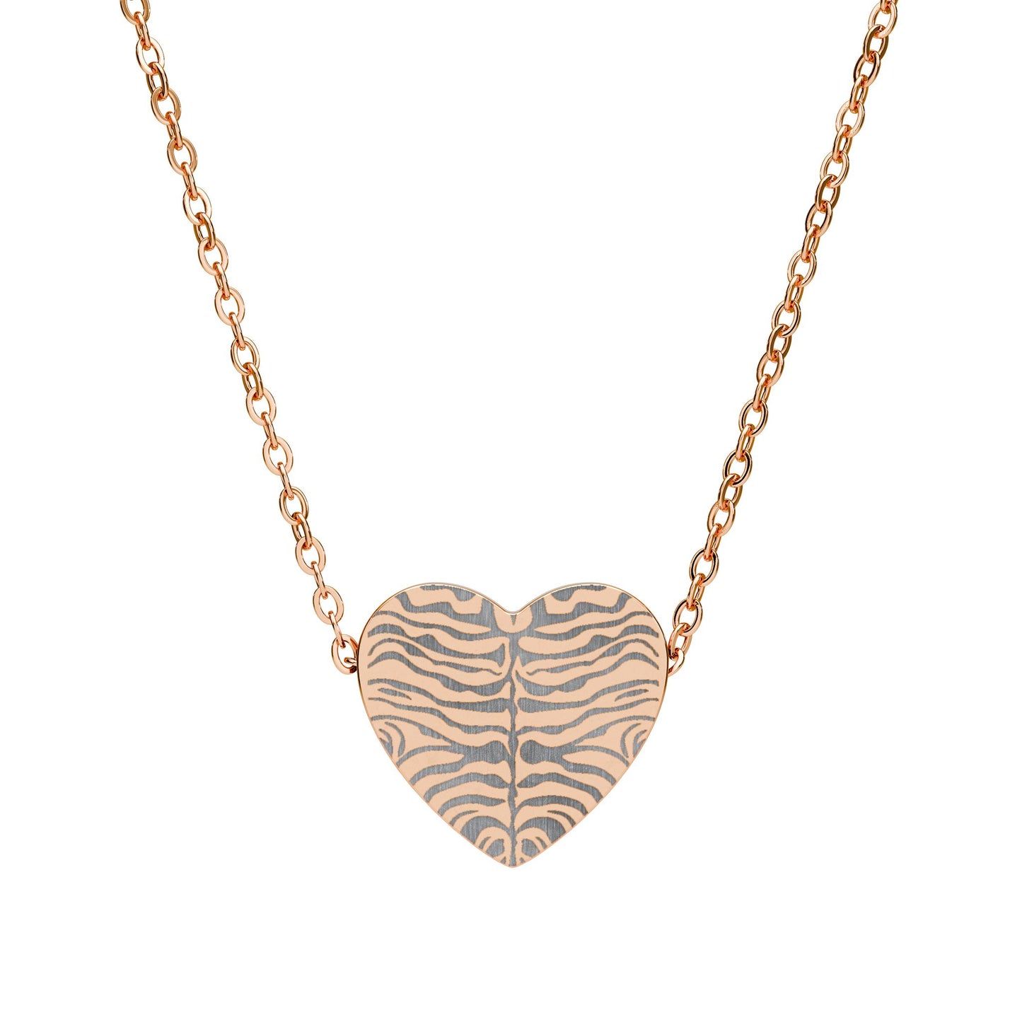 Zebra Print Heart Necklace Engraving | Heart Necklace