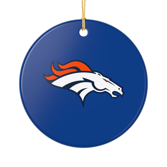 Ceramic Ornaments, Denver Broncos design, Holiday Christmas Decor, Oval Baubles, Football Fans Gift, Sports Team Souvenir, Double