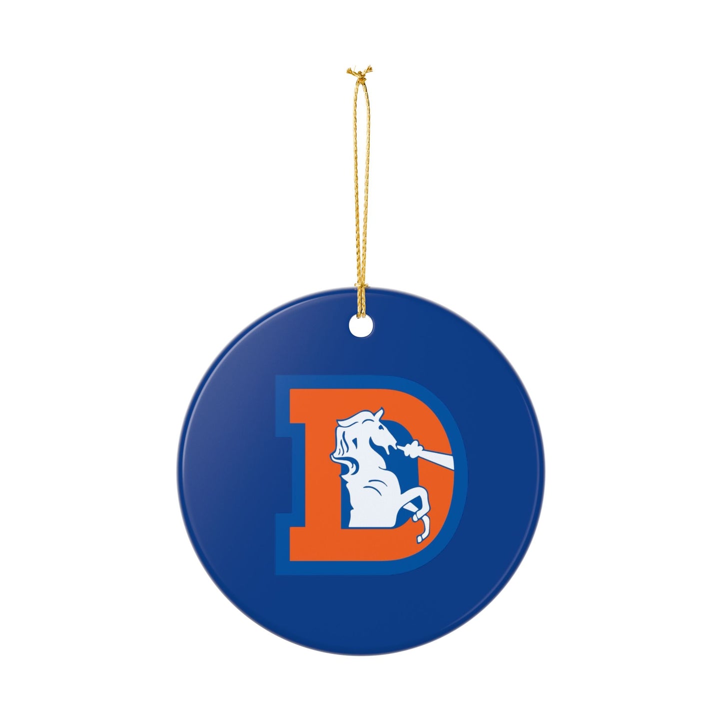 Ceramic Ornaments, Navy Denver broncos design, Holiday Christmas Decor, Oval Baubles, Football Fans Gift, Sports Team Souvenir, Double