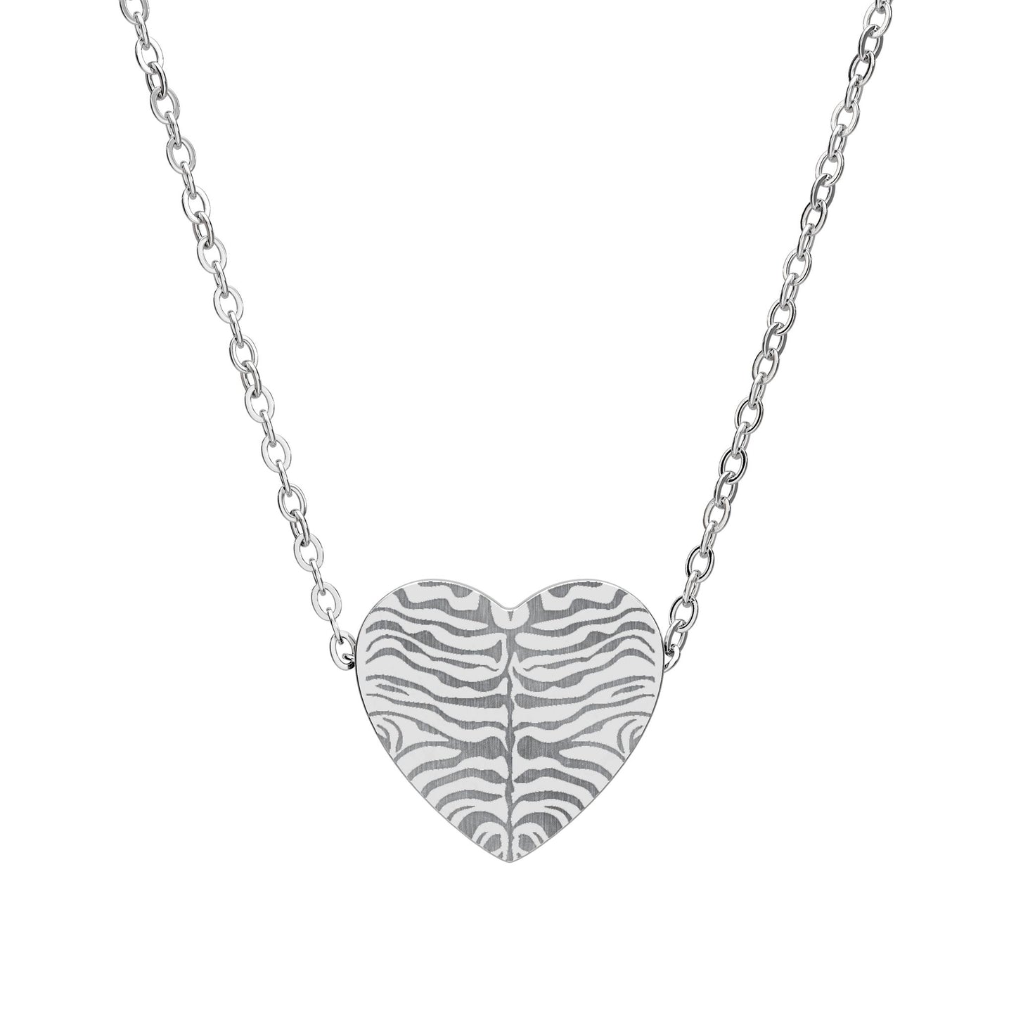 Zebra Print Heart Necklace Engraving | Heart Necklace