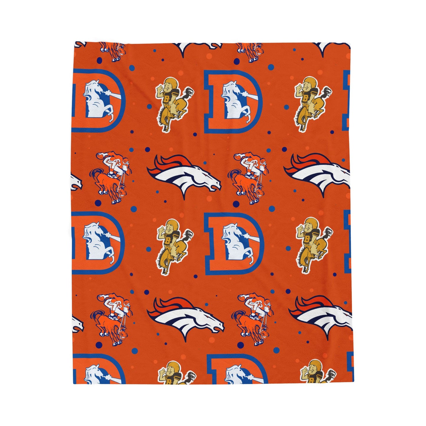 Bronco Logo Velveteen Plush Blanket, Denver Broncos Fan Gift, Soft Fleece Throw, NFL Team Bedding, Sports Decor, Cozy Couch Cover