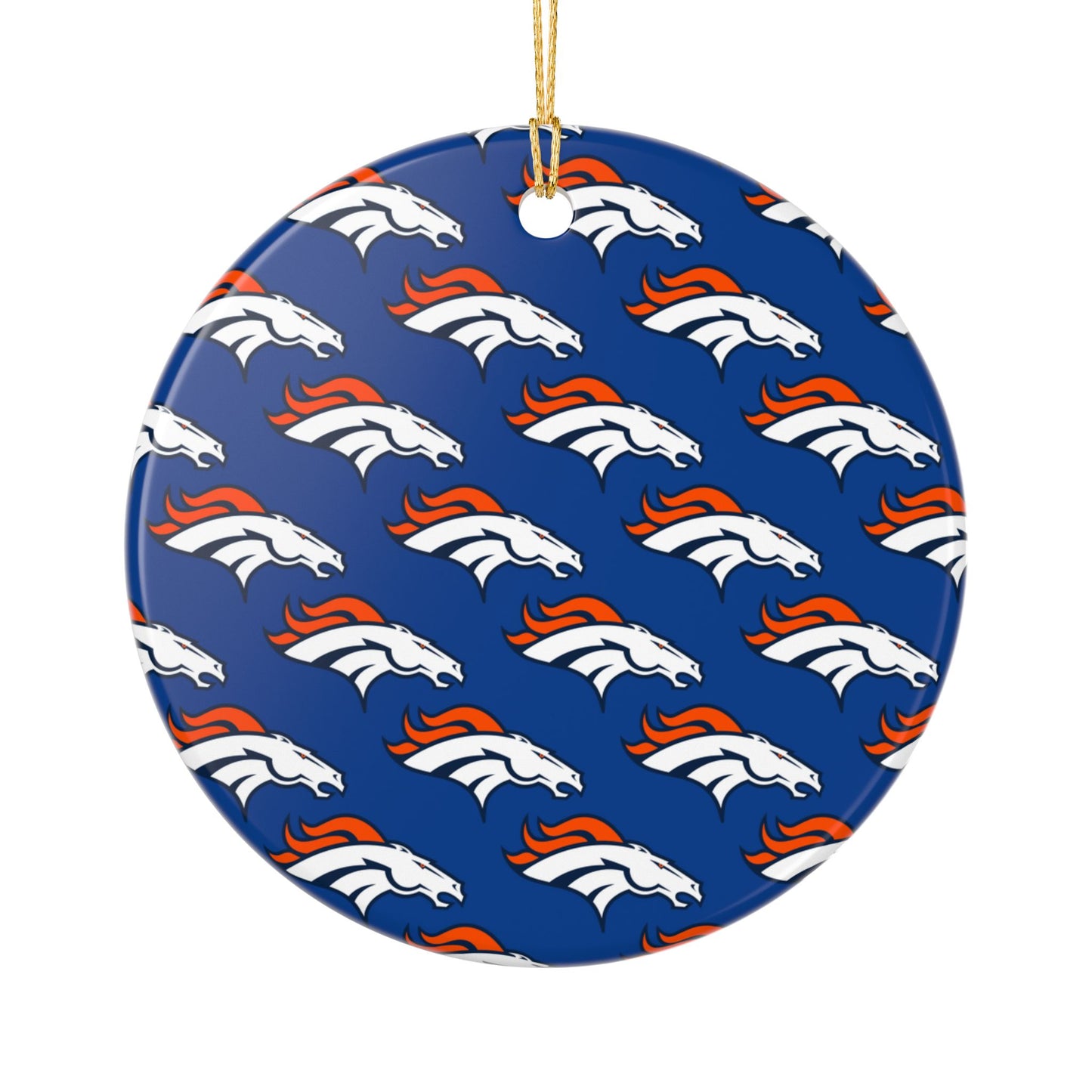 Ceramic Ornaments, Current Denver Broncos design, Holiday Christmas Decor, Oval Baubles, Football Fans Gift, Sports Team Souvenir, Double