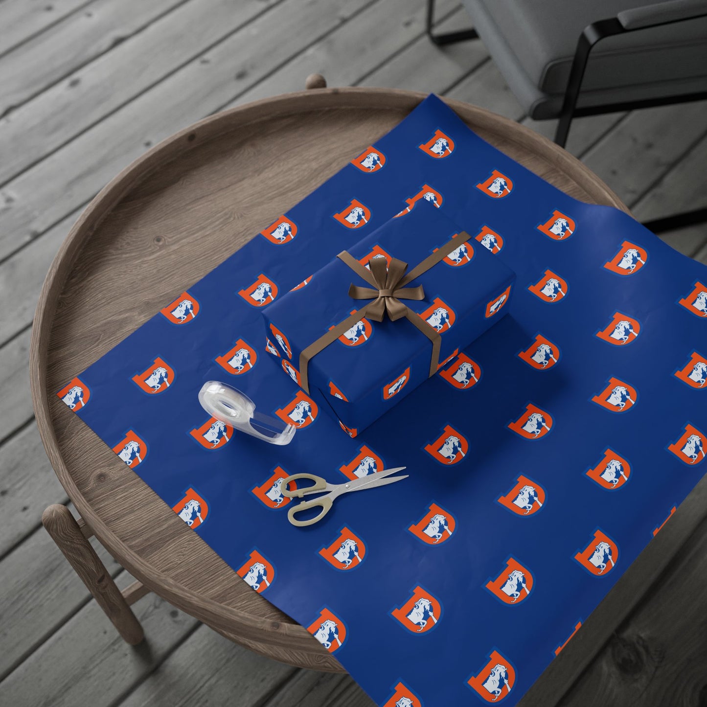 Denver Broncos Navy logo wrapping paper