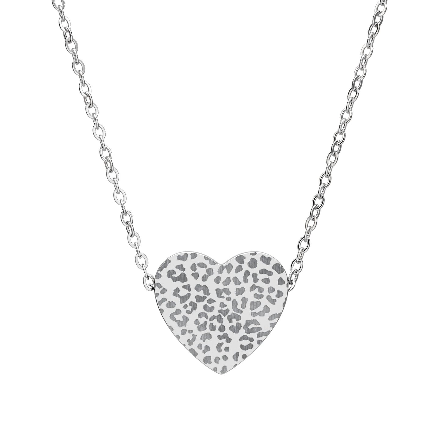 Cheetah Print Heart Necklace engraving | Personalized Heart Necklace