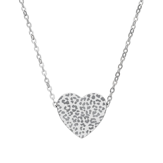 Cheetah Print Heart Necklace engraving | Personalized Heart Necklace