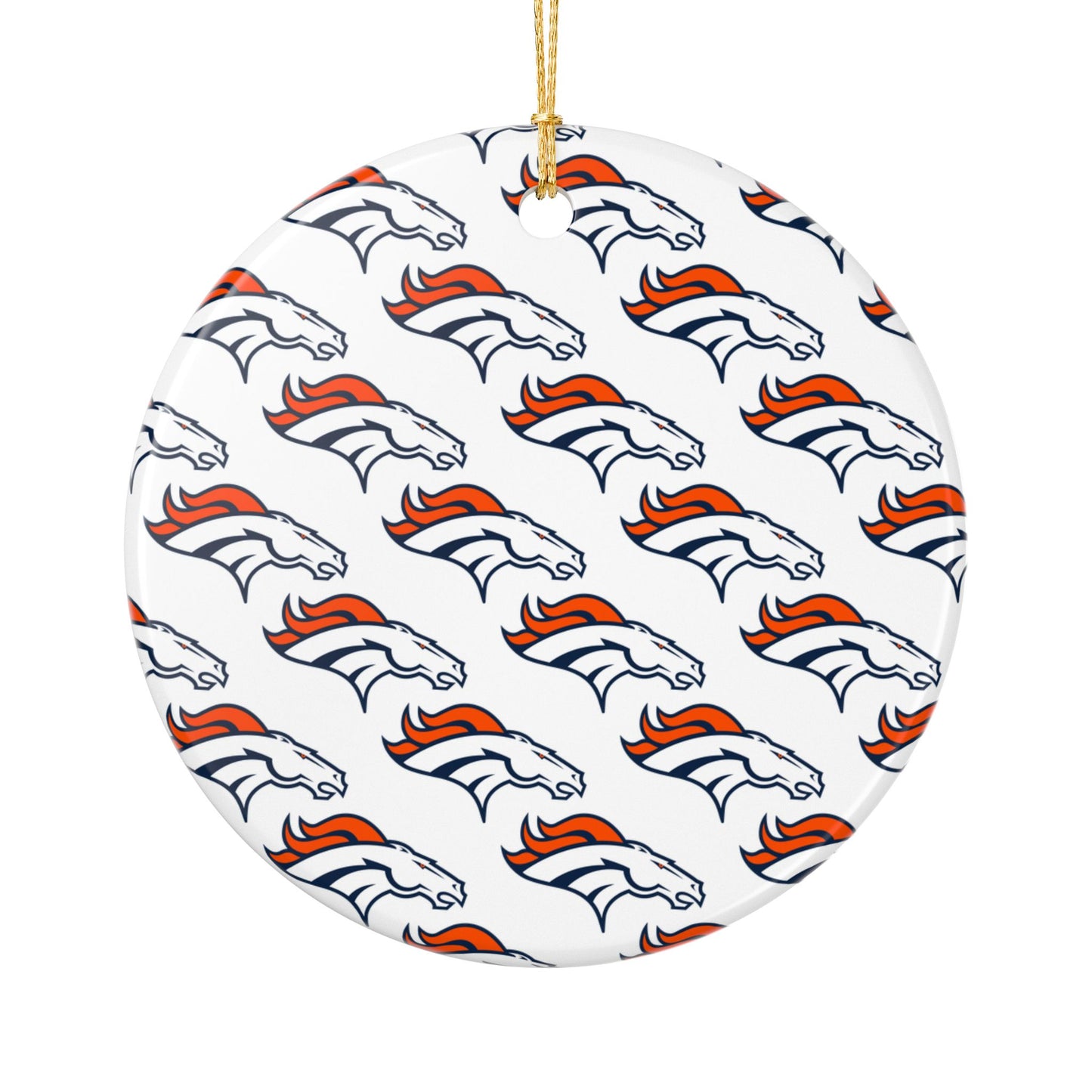 Ceramic Ornaments, Current Denver Broncos design, Holiday Christmas Decor, Oval Baubles, Football Fans Gift, Sports Team Souvenir, Double