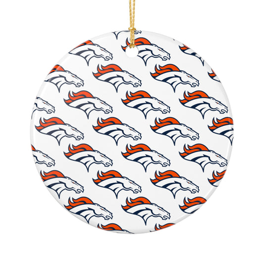Ceramic Ornaments, Current Denver Broncos design, Holiday Christmas Decor, Oval Baubles, Football Fans Gift, Sports Team Souvenir, Double