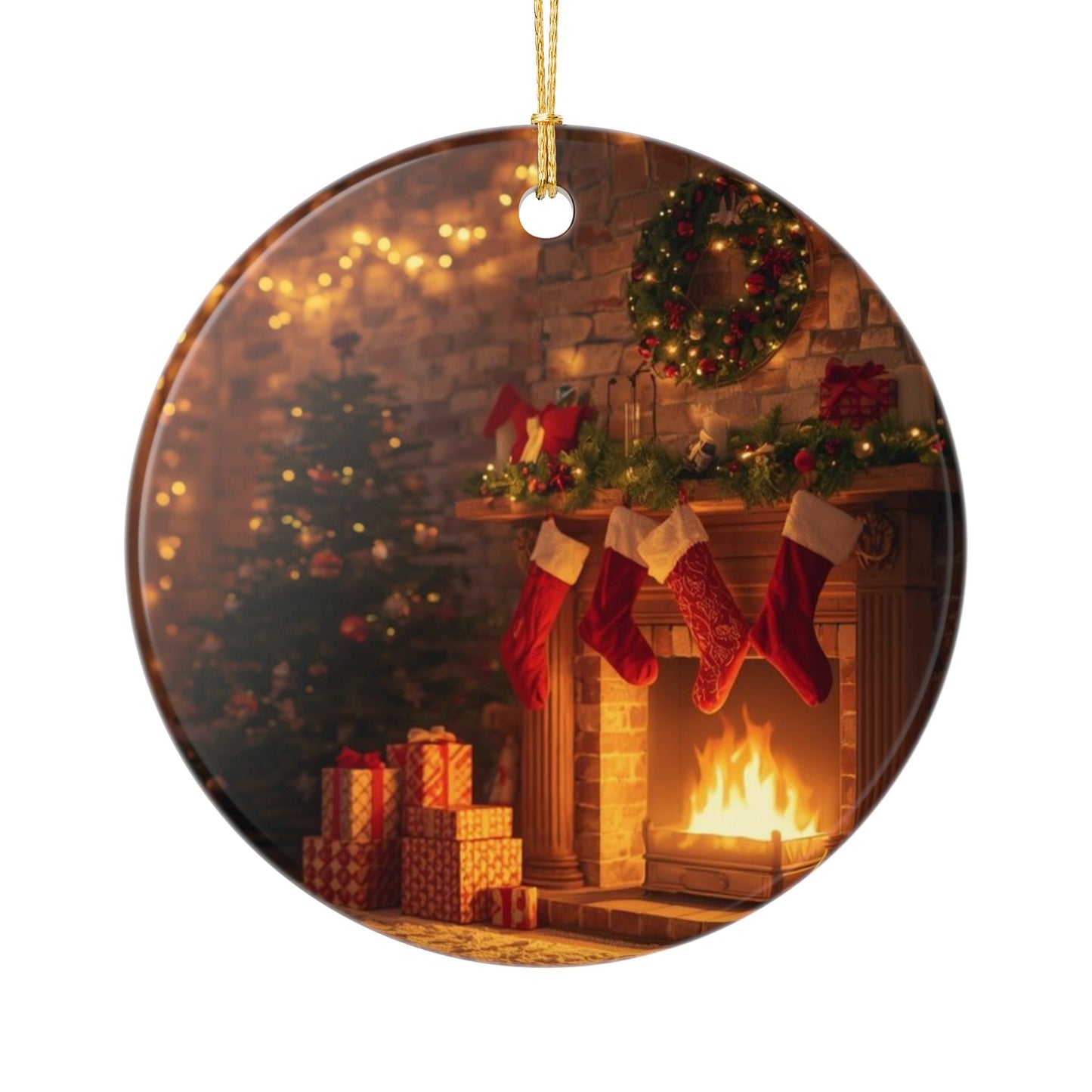 Personalized Ceramic Ornaments, Christmas Tree Decoration, Custom Holiday Gift, Double Sided Print, Xmas Bauble, Hanging Keepsake
