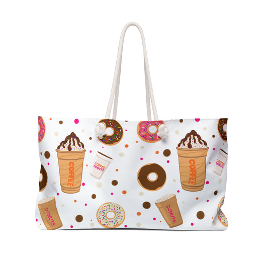 Dunkin Lovers Weekender Bag, Travel Tote, Overnight Bag, Carry On Duffle, Coffee Themed Purse, Gift for Coffee Enthusiasts