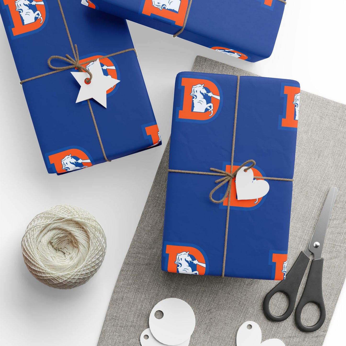 Denver Broncos Navy logo wrapping paper