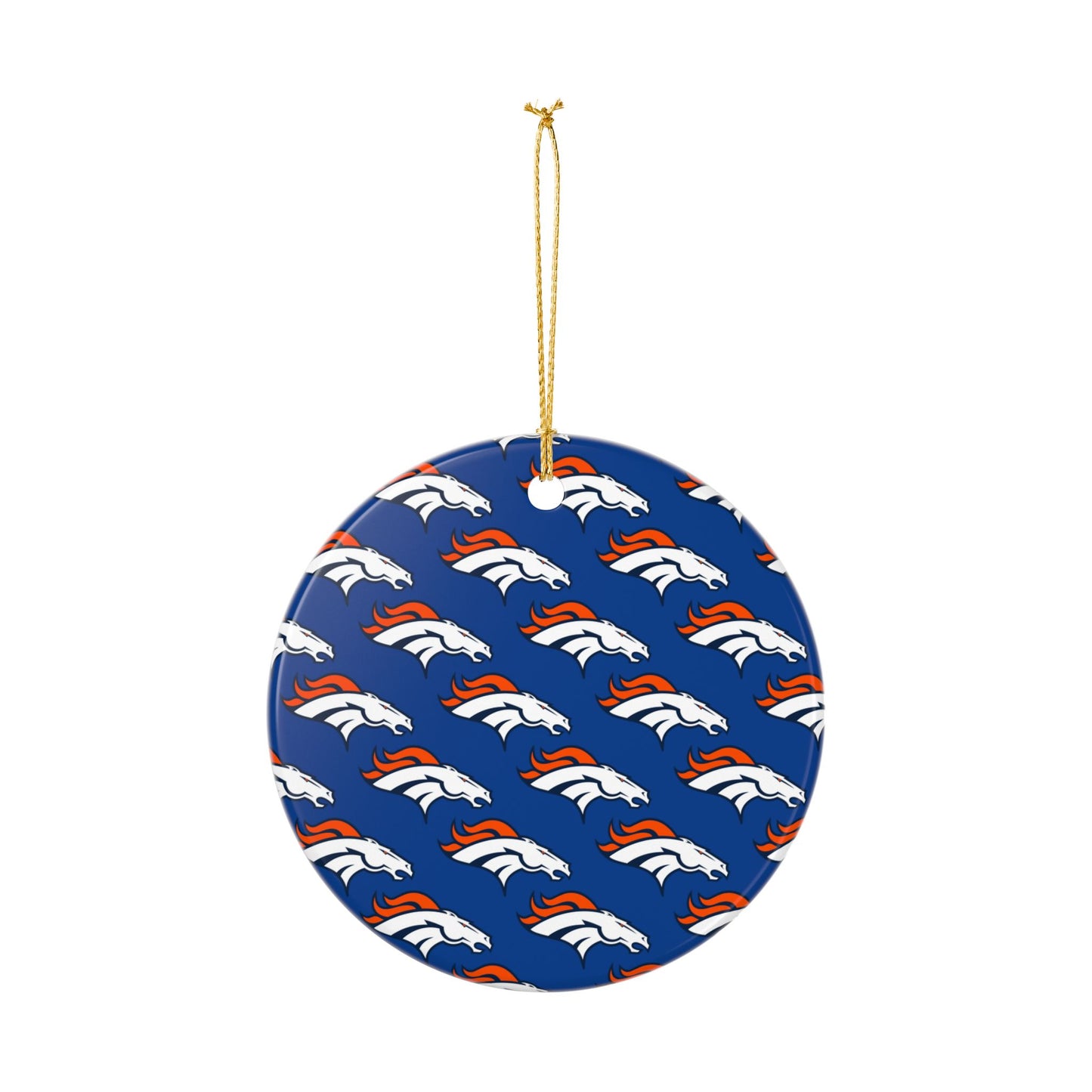Ceramic Ornaments, Current Denver Broncos design, Holiday Christmas Decor, Oval Baubles, Football Fans Gift, Sports Team Souvenir, Double