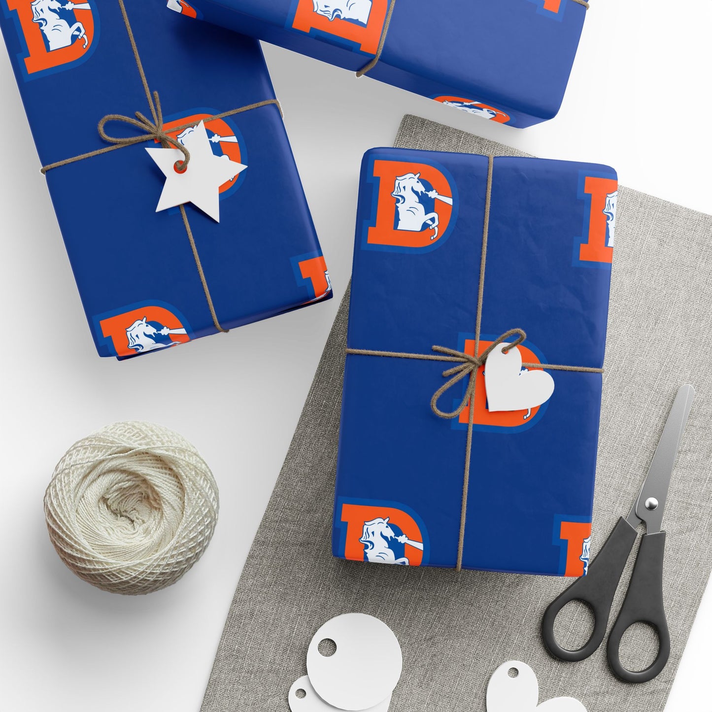 Denver Broncos Navy logo wrapping paper