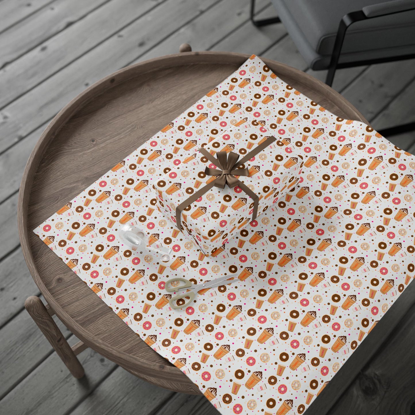 Dunkin Donuts Lover Wrapping Paper | Donut Coffee Pattern Gift Wrap