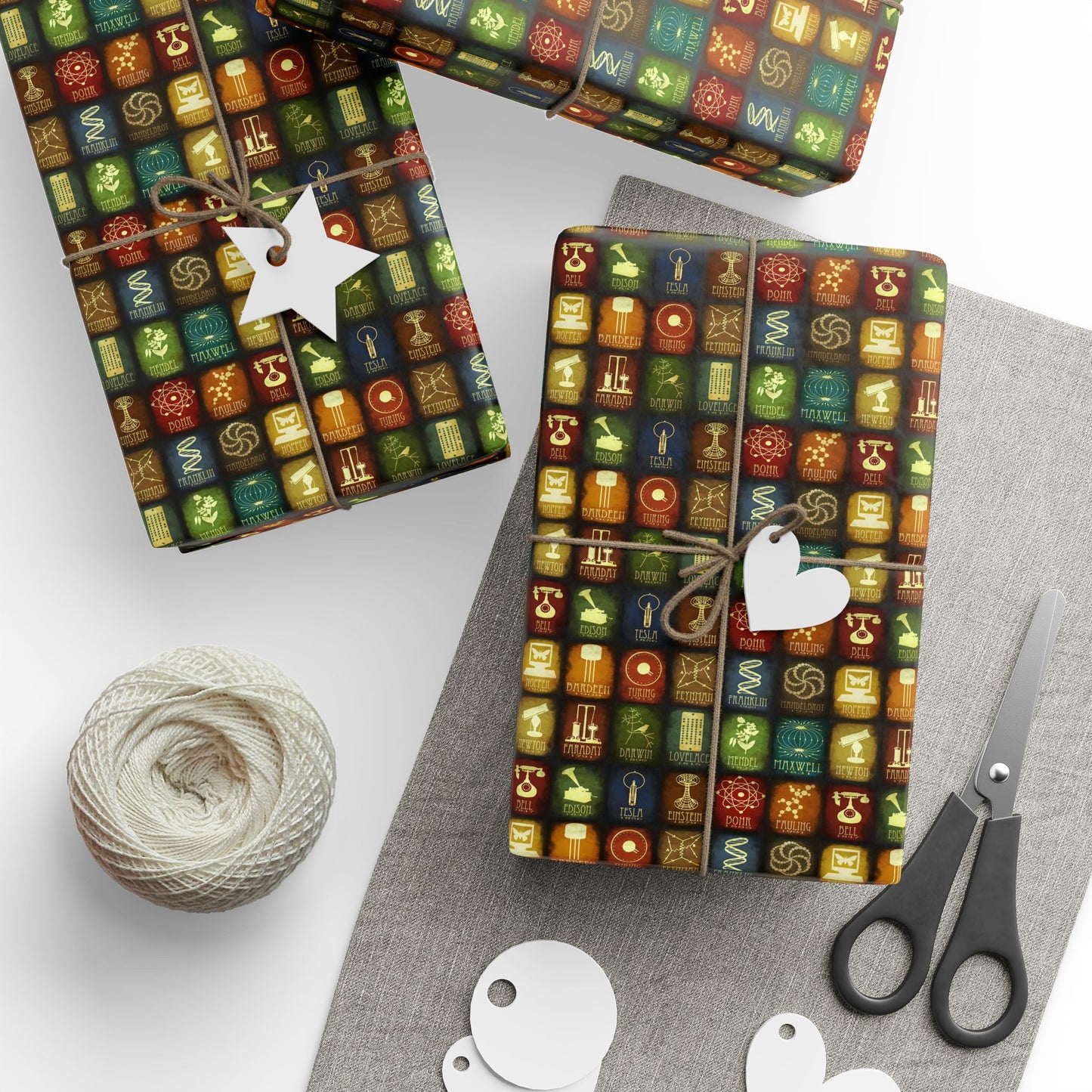 Science Pattern Wrapping Papers | Gift Wrap for Science Fans, Chemistry Icons