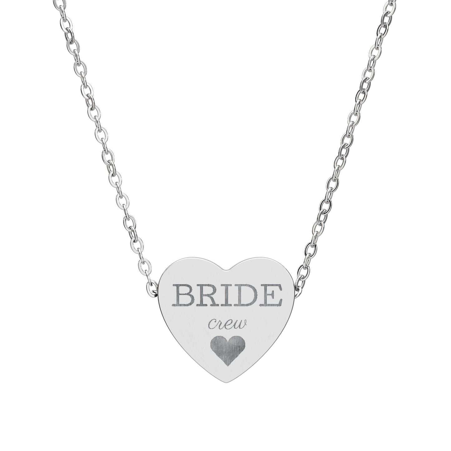 Bride Crew Heart Necklace, Engraved
