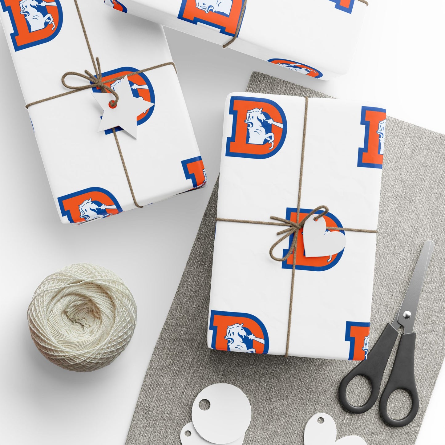 Denver Broncos White logo wrapping paper