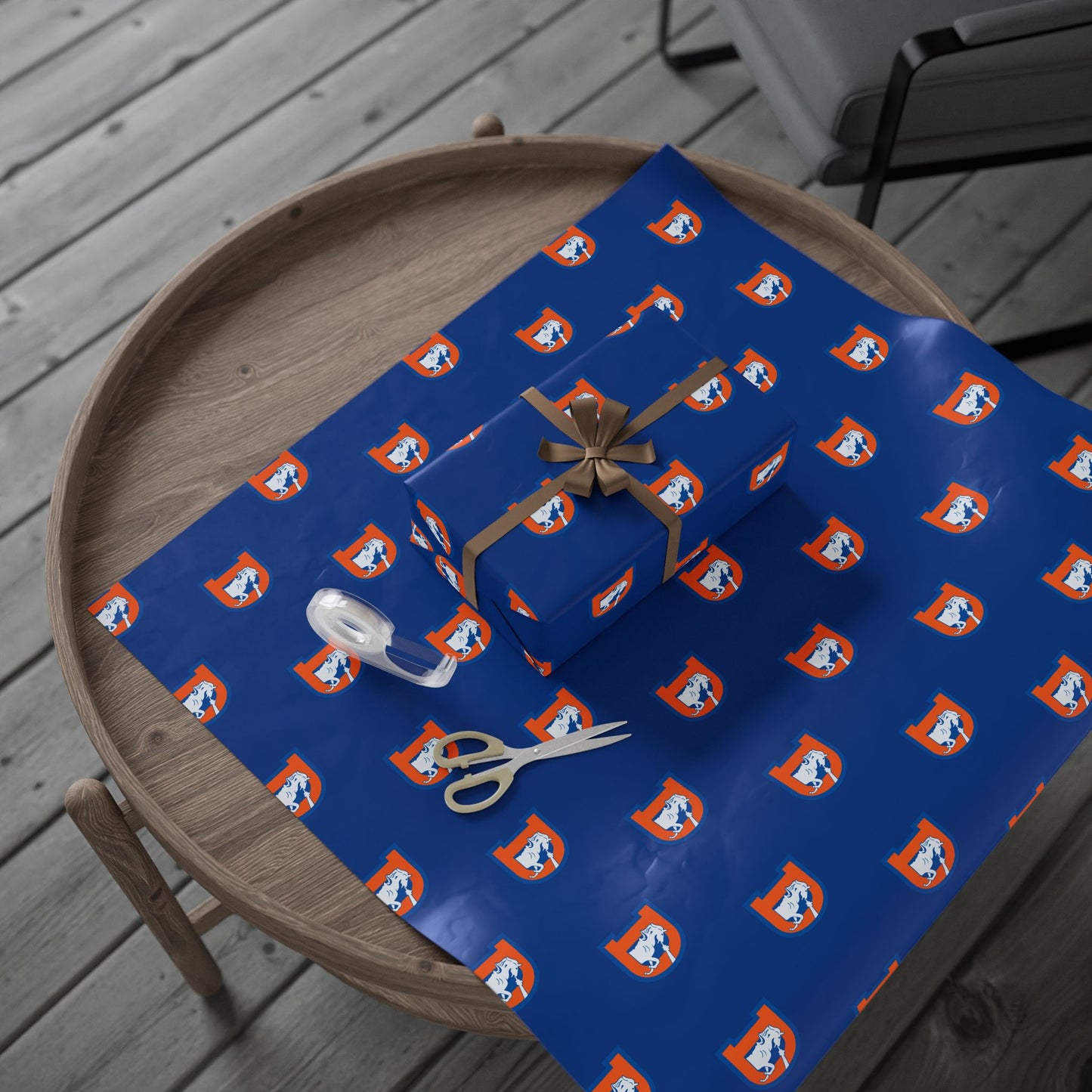 Denver Broncos Navy logo wrapping paper