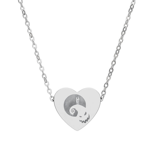Jack and Sally Heart Necklace | Engraved Heart Necklace