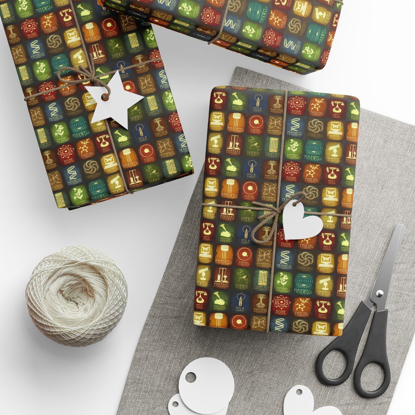 Science Pattern Wrapping Papers | Gift Wrap for Science Fans, Chemistry Icons