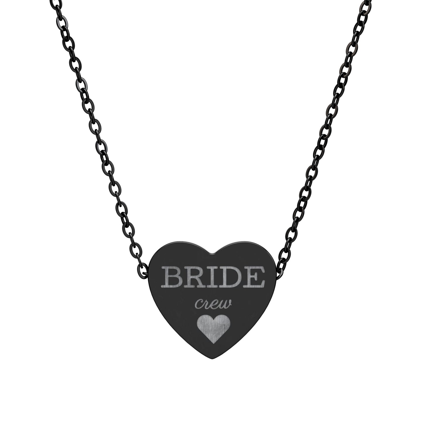 Bride Crew Heart Necklace, Engraved