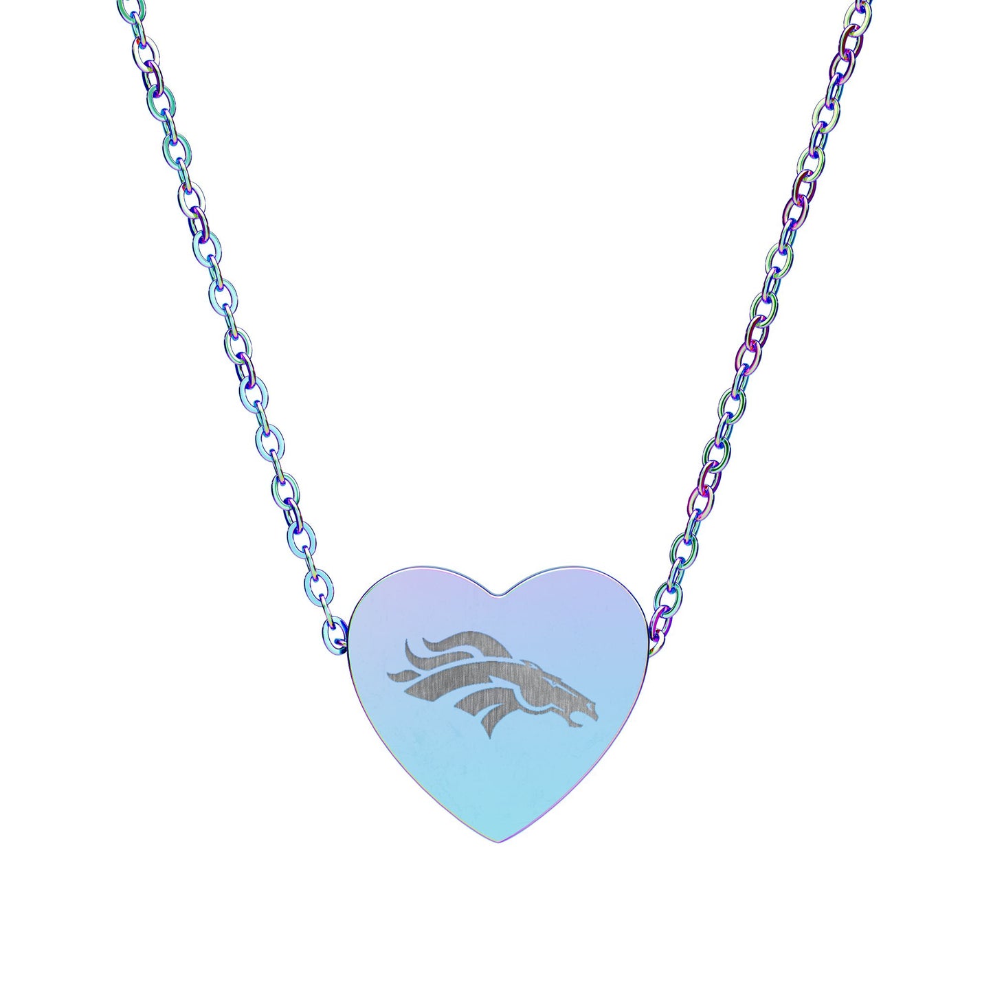 Denver Broncos engraved heart Necklace | Sports fan jewelry