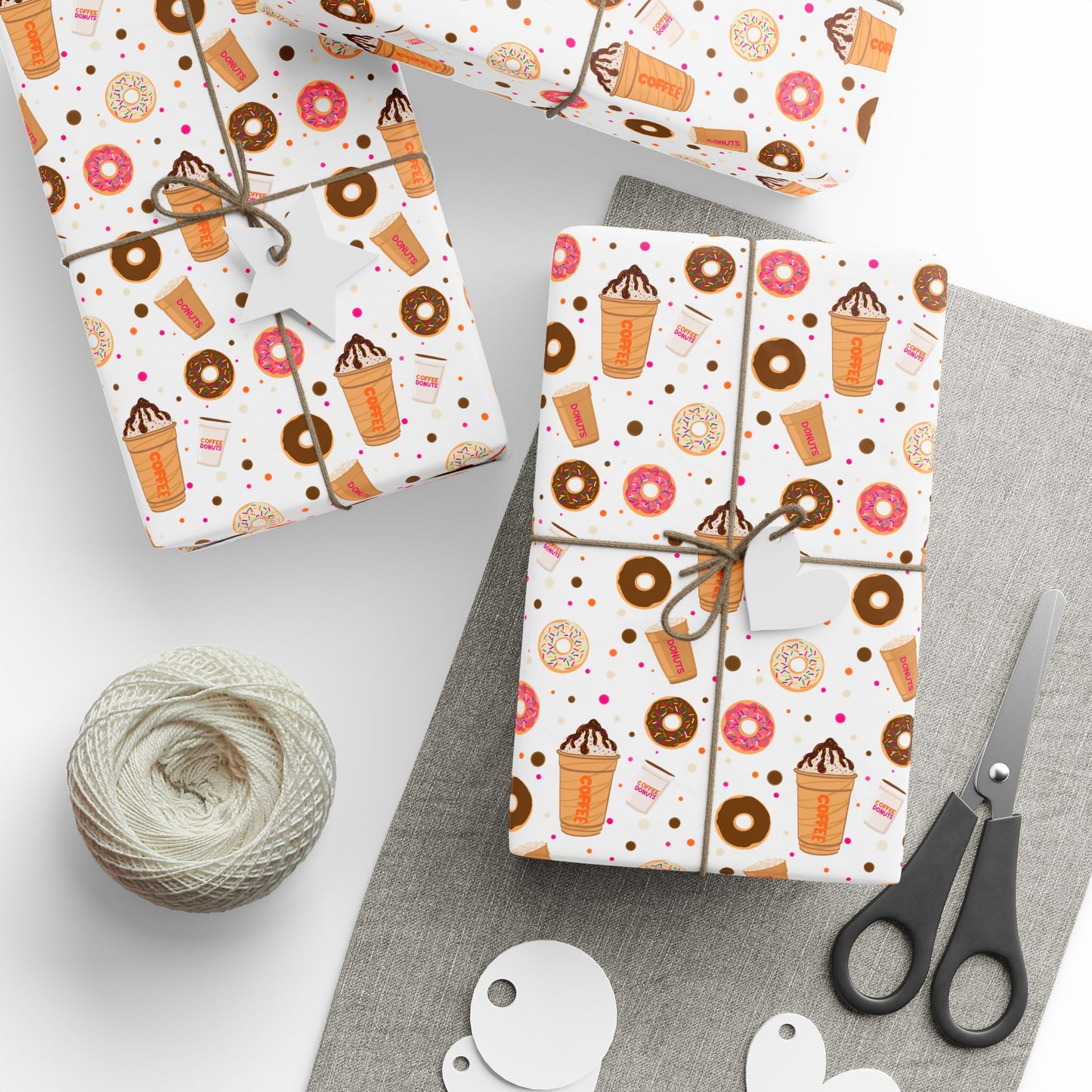 Dunkin Donuts Lover Wrapping Paper | Donut Coffee Pattern Gift Wrap