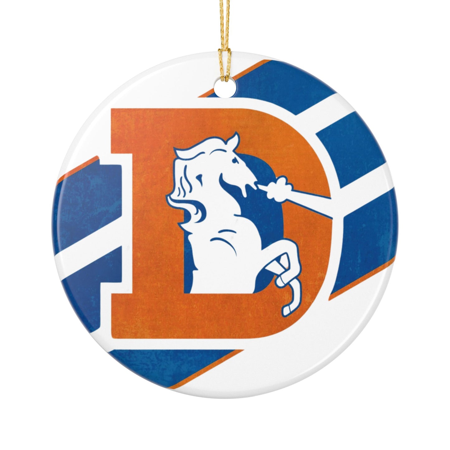 Ceramic Ornaments, retro denver broncos design, Holiday Christmas Decor, Oval Baubles, Football Fans Gift, Sports Team Souvenir, Double