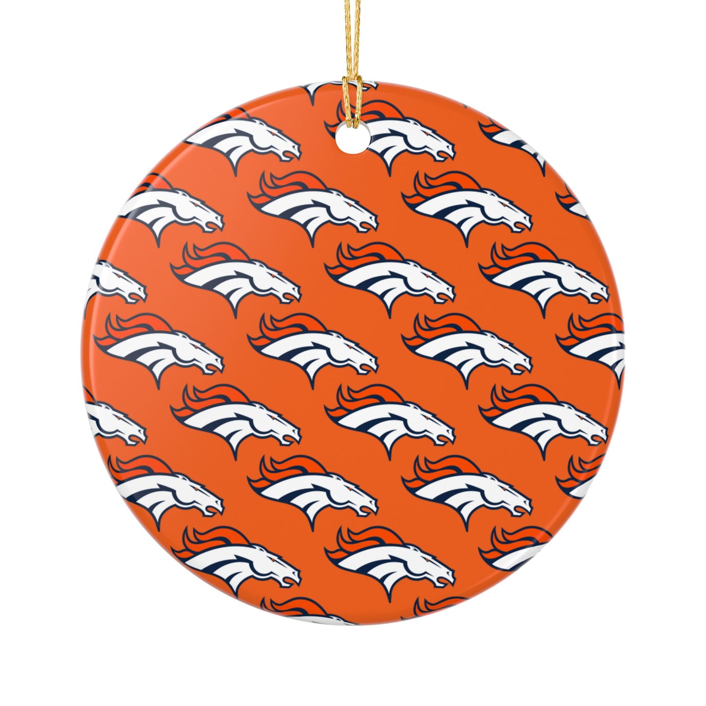 Ceramic Ornaments, Current Denver Broncos design, Holiday Christmas Decor, Oval Baubles, Football Fans Gift, Sports Team Souvenir, Double